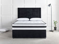 Emily divan bed in black fabric with panelled headboard